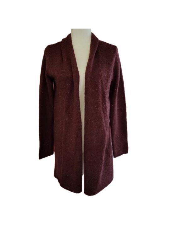 J. Jill Sweaters - J Jill Mohair Blend Maroon Sequin Long Open Cardigan Sweater Size Medium EUC